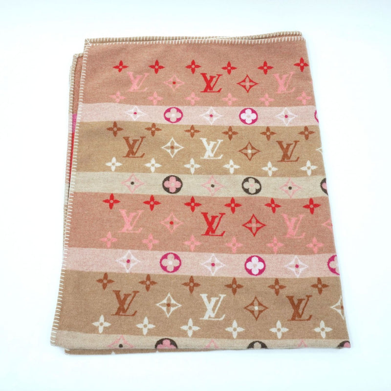 [Pre-owned]  LOUIS VUITTON Louis Vuitton Blanket Plaid Monogram Corollet M77314 Blanket Pink Wool Cashmere 666